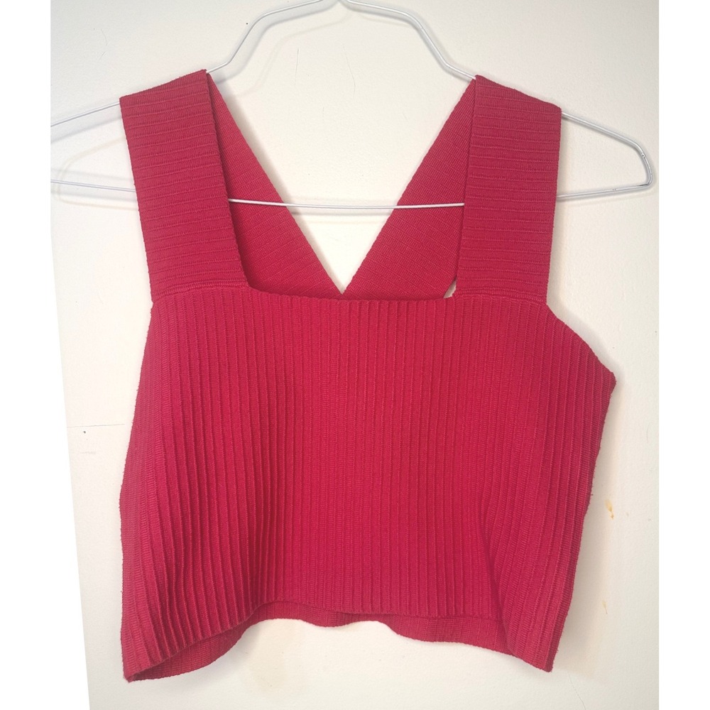 Altar'd State Intimates Crop Top Womens Medium Pink Red Ribbed Knit Cross